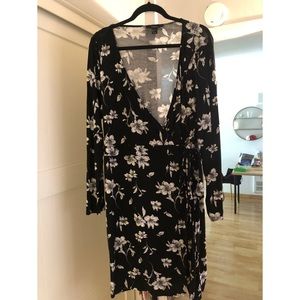 Black and white wrap dress